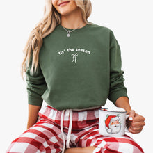 Load image into Gallery viewer, Embroidered Christmas Sweatshirt – "Tis the Season” with Bow