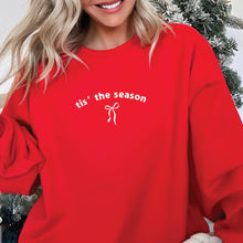 Load image into Gallery viewer, Embroidered Christmas Sweatshirt – "Tis the Season” with Bow