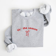 Load image into Gallery viewer, Embroidered Christmas Sweatshirt – &quot;Tis the Season” with Bow
