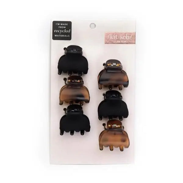 Mini Classic Claw Clips 6pc - Recycled Plastic - Black & Tort